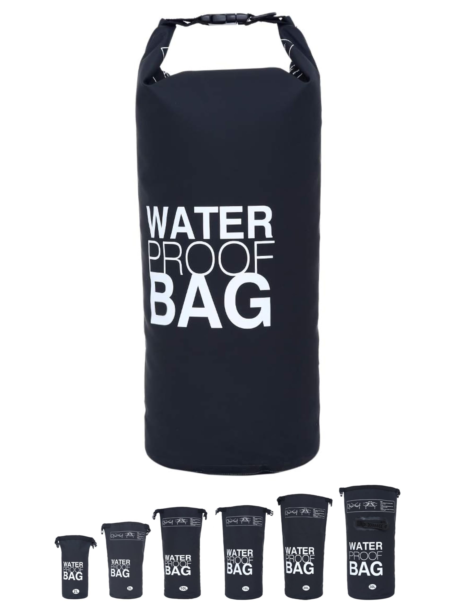 DonDon Dry Bag Borsa Impermeabile da 2l, 5l, 10l, 15l, 20l, 30l con Tracolla