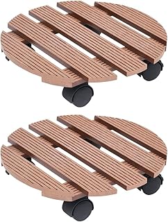 AJJHUUKI Hogar y jardín, césped y jardín, jardinería, soportes para plantas, carros para plantas en casa, 2 unidades, color marrón, Ø30 x 7,5 cm, WPC