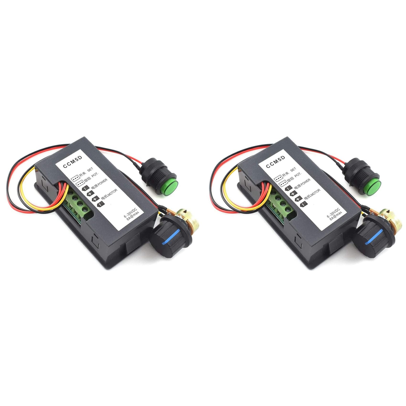 Jnchdghwa As Shown 2X 6V-30V 8A Dc Motor Speed Controller 6V 12V 24V Pwm Stepless Speed Control Switch Adjustable Driver Regulator