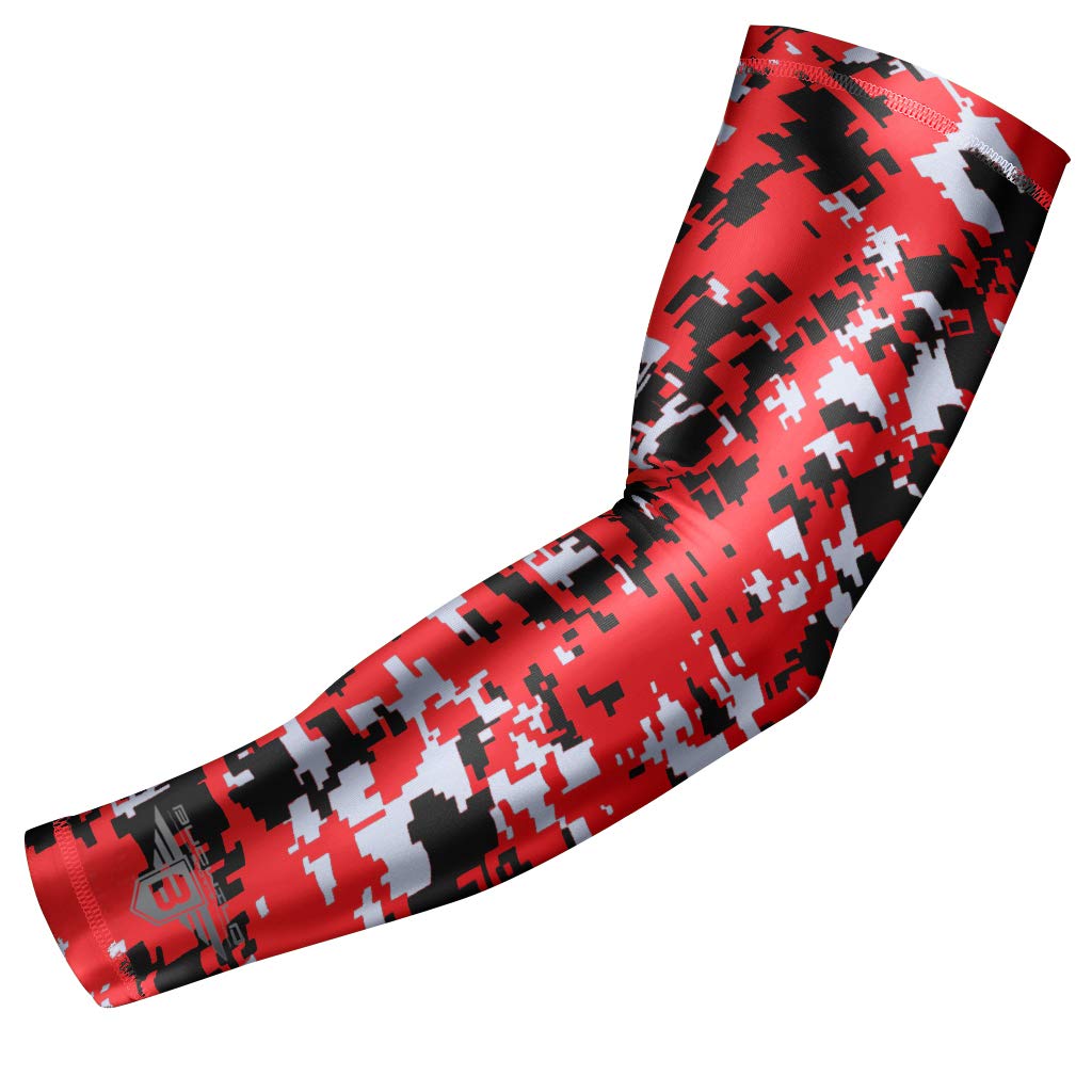 Bucwild Sports Compression Arm Sleeve - Youth & Adult Sizes - Baseball Football Basketball Sports (1 Arm Sleeve)