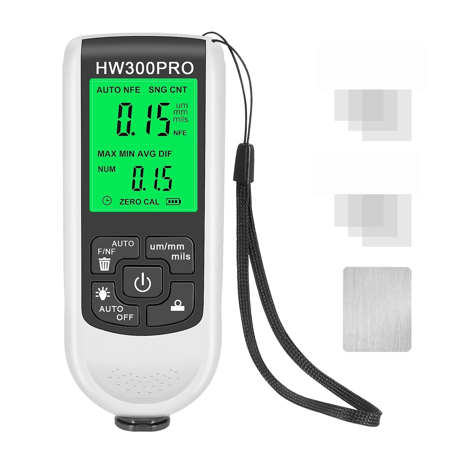 Miernik grubości farby, HW-300 miernik grubości powłoki 0-2000UM lakier samochodowy Tester grubości powłoki lakier samochodowy narzędzia pomiarowe lakier samochodowy(HW300pro white)