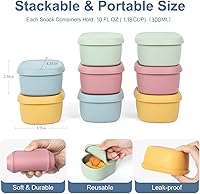 Vista 2 de 8 piezas recipientes de bocadillos de silicona de 10 oz para niños, pequeños recipientes de alimentos con tapas, contenedor de frutas