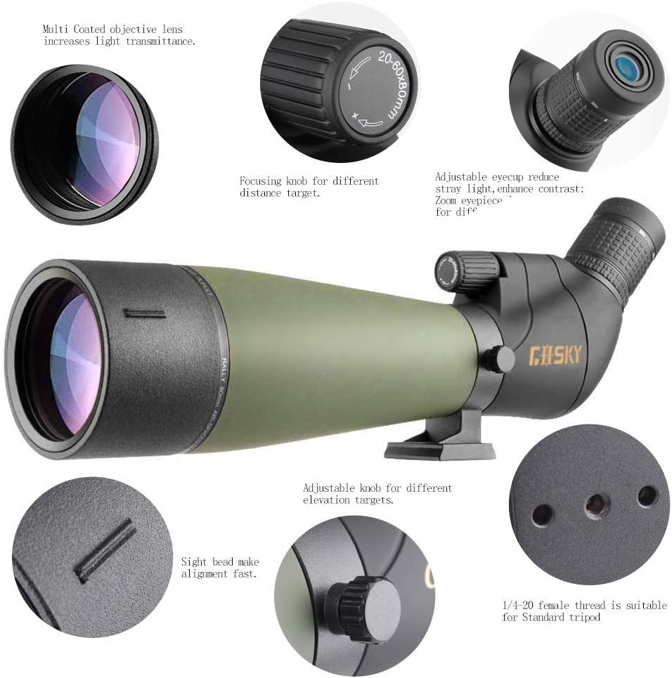 Gosky EagleView 2021 スポッティングスコープ 2060x 85 HD スポッタースコープ スマートフォンアダプター付き