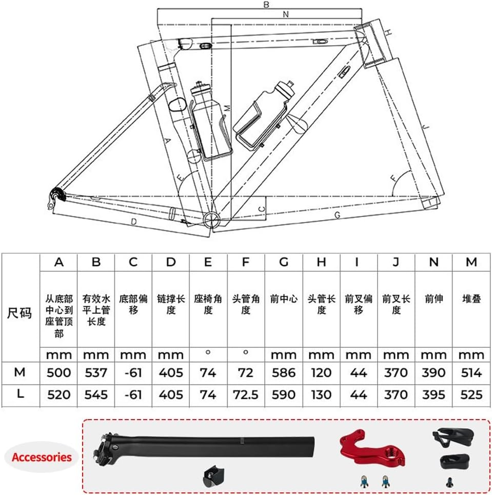 700C Road Bike Frameset 50cm 52cm Breaking Wind Racing Frame Aluminum Alloy Rim Brake Frame 100/135mm QR BSA BB68mm Carbon Fibre Rigid Fork Internal Routing(Matte Black,50cm)