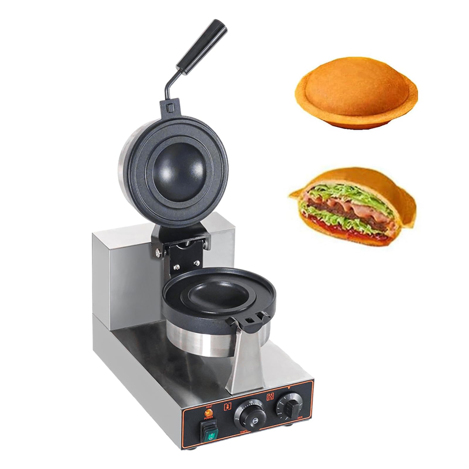Kommerzielle Edelstahl-Burger-Maschine, 1300w Antihaft-Pfanne Wärmepresse, Heizung Geschwindigkeit und gleichmäßige Erwärmung verdickt Burger Maschine, geeignet für Snack-Bars und andere Anwendungen