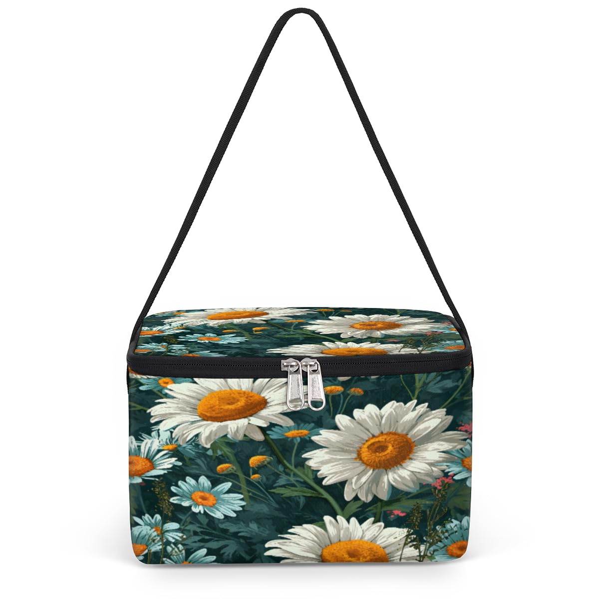 GzLeyigou Watercolor Daisy Lunch Bags for Women Men 9 Cans, Hot & Cold Food Delivery Bag Insulated Grocery Bag Insulated Lunch Box Flower Cooler Bag for Office Work Picnic Beach