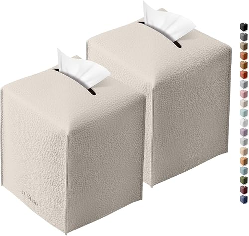 Tclouda Funda de caja de pañuelos para piel sintética, moderna bolsa de pañuelos cuadrada de color sólido, ideal para baños, oficina, automóvil,