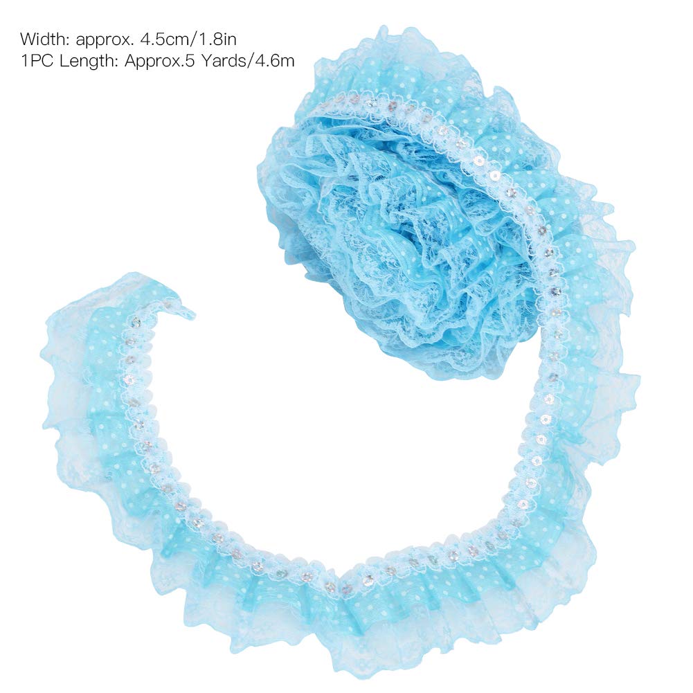 Jenngaoo 5 Yards Lace Trim, 4.5cm Width Printing Dots Pleated Trim Mesh Lace Ribbon - Image 2