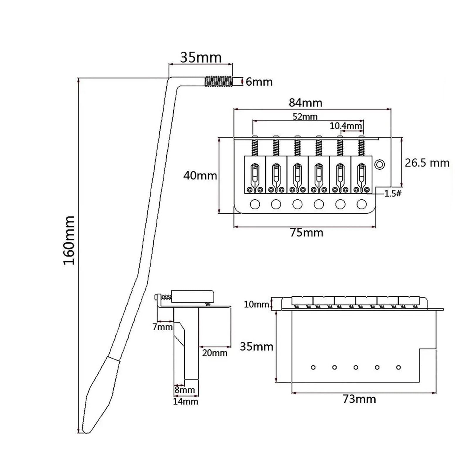 Ersatzteil für Tremolo-Stegsattel für E-Gitarre für Linkshänder