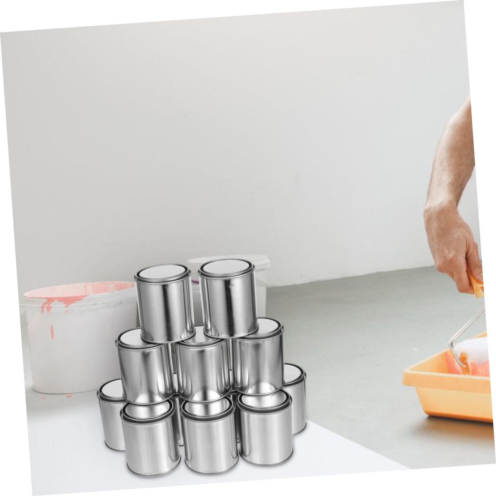 Mikikit Latas de Pintura sin Revestimiento con Tapas Cubos Metálicos Vacíos para Almacenamiento de Pintura Envases de Gran Capacidad para Proyectos DIY y Manualidades