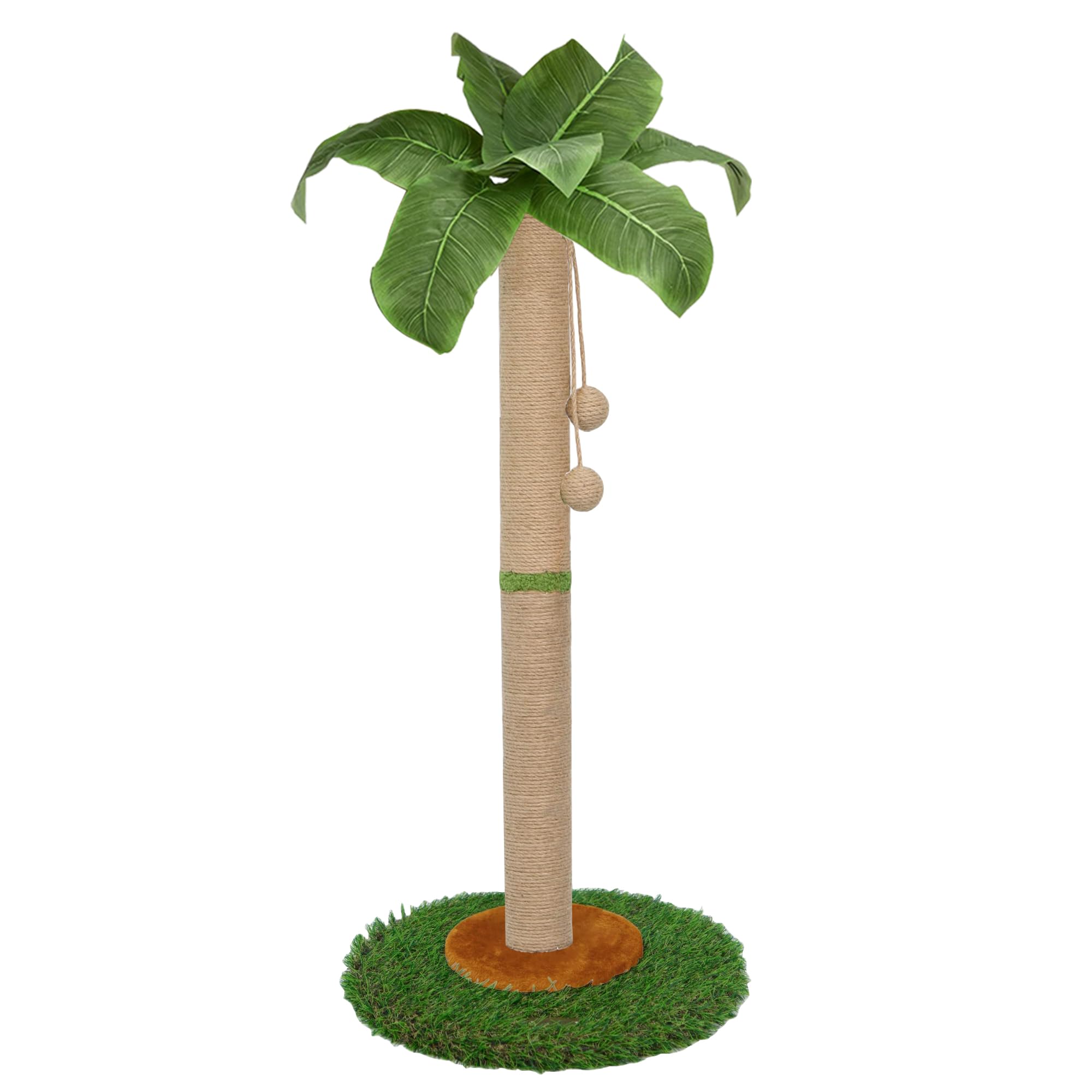 Poste rascador para gatos y gatitos de interior – Poste rascador para gatos de 60 cm de alto con cuerda de sisal, poste rascador para gatos de palmera con bola colgante (80 cm)