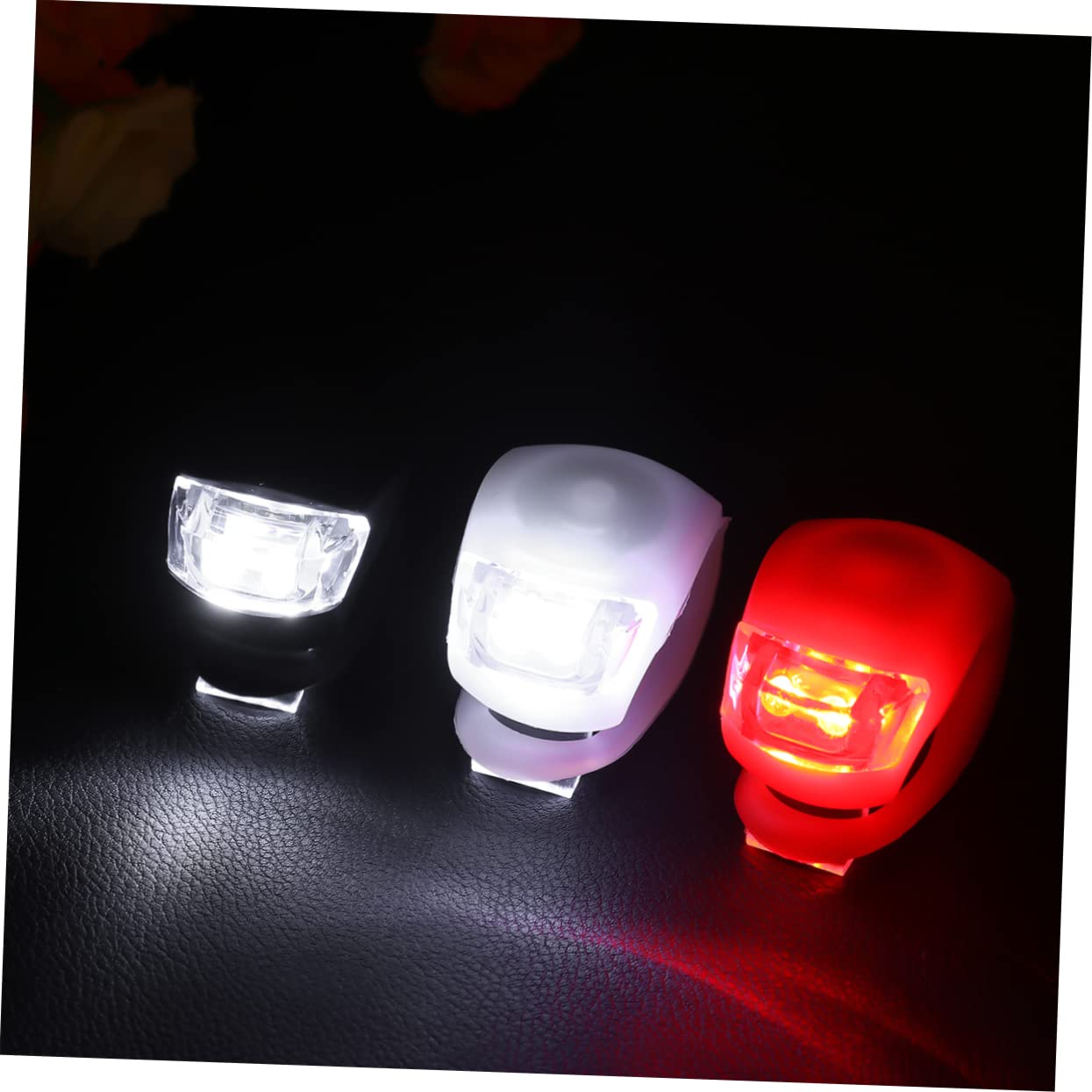 BESPORTBLE 12pezzi per Bicicletta LED Impermeabili di Lampade di Anteriori e Posteriori Silicone Accessori per Ciclismo Notturno Rosso Nero Bianco