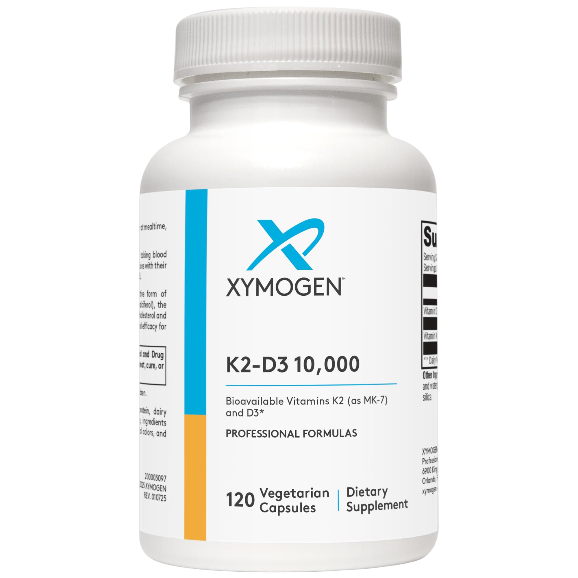 XYMOGEN K2-D3 10000 - Vitamin D3 K2 - Bioavailable Vitamin D 10,000 IU (Cholecalciferol) with MK-7 - Heart, Arterial, Bone Health + Immune Support Supplement (120 Capsules)