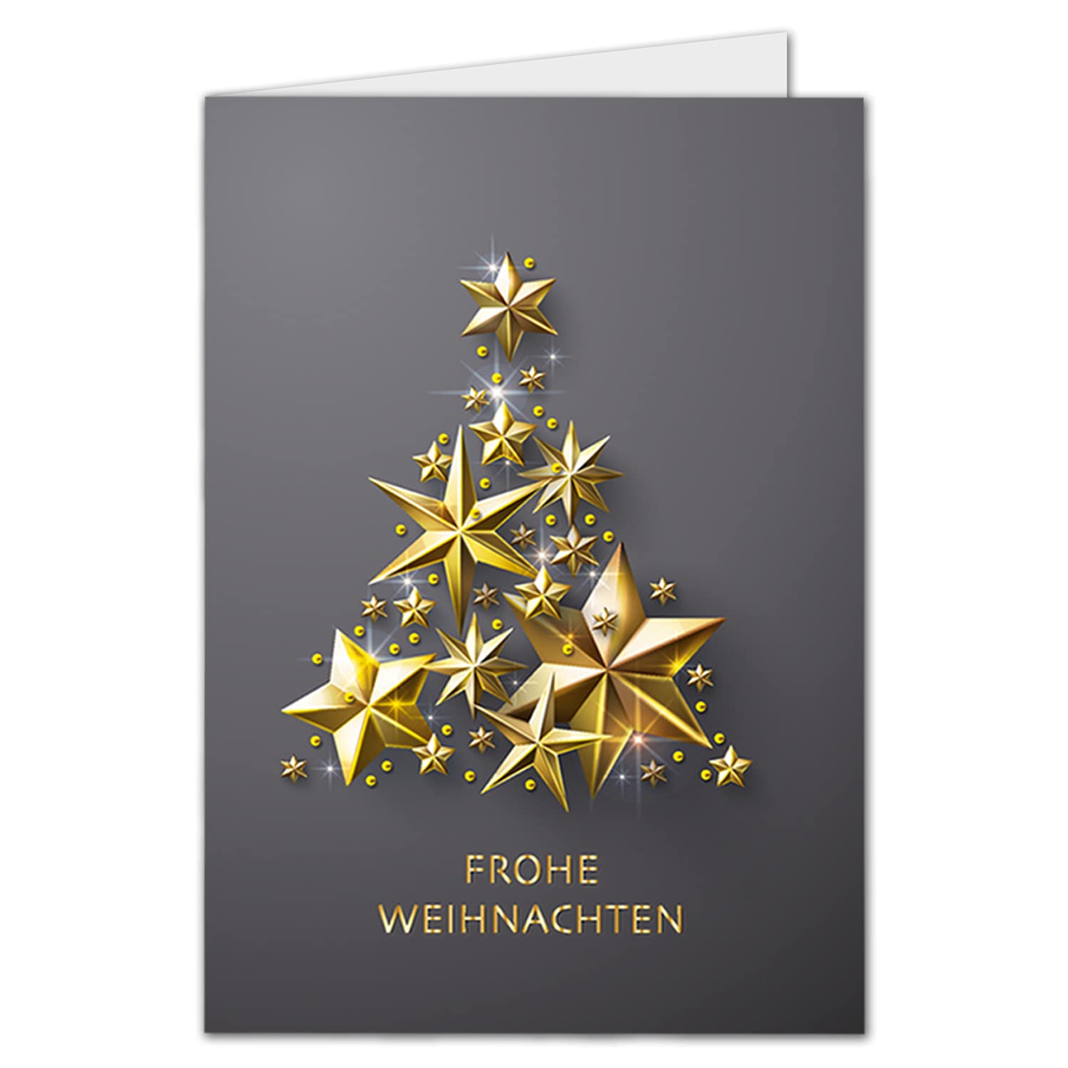 Lot de 100 cartes de Noël XL - Format A5 - Avec sapin de Noël doré - Cartes pliantes avec motif de Noël - 14,8 x 21 cm - Cartes de vœux de Noël pour les entreprises et les particuliers