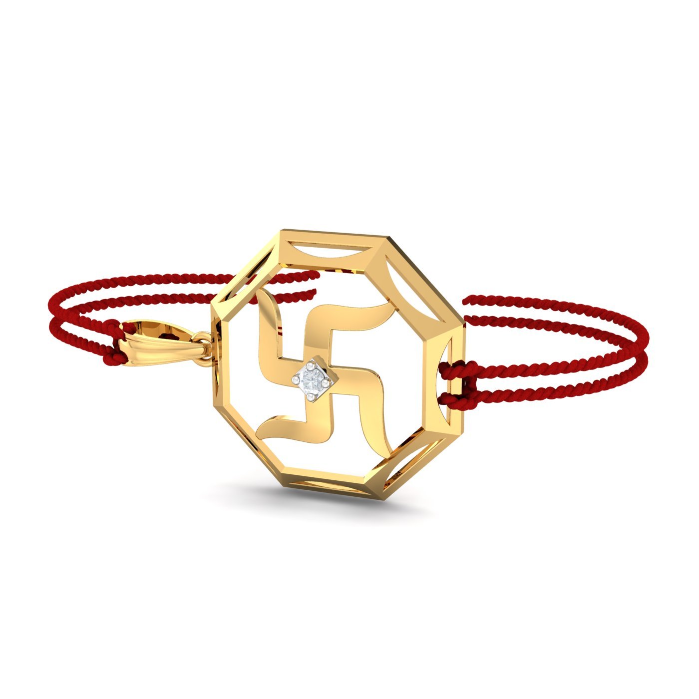 18K The Swastika Rakhi cum Pendant for Brother