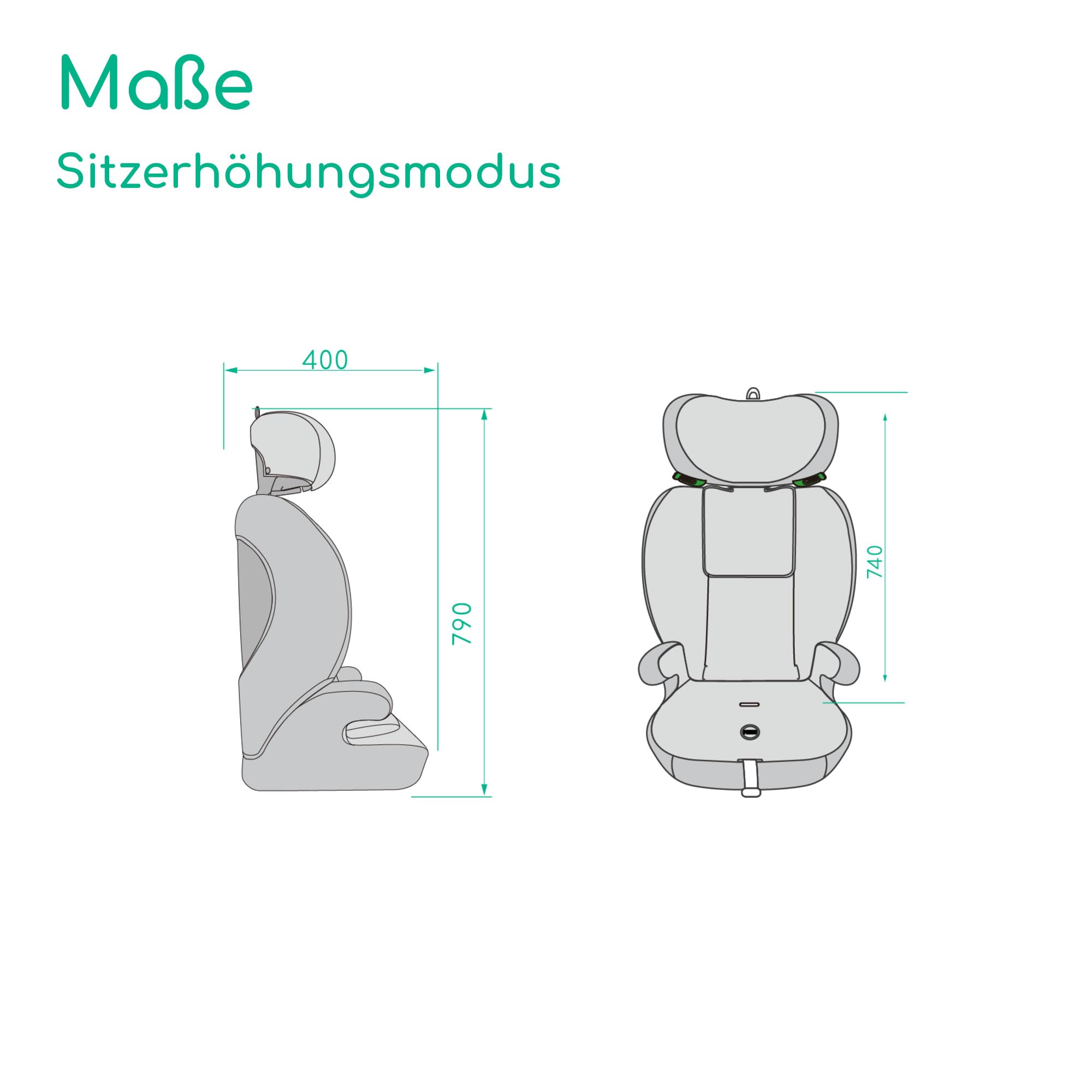 Bebeconfort Ever i-Safe, Mitwachsender Kindersitz 9-36 kg, 15 M.–12 J., 76–150cm, Kindersitzerhöhung, R129-Sicherheit, Seitenaufprallschutz, 11 Kopfstützenpositionen, Integrierte Armlehnen, Full Black