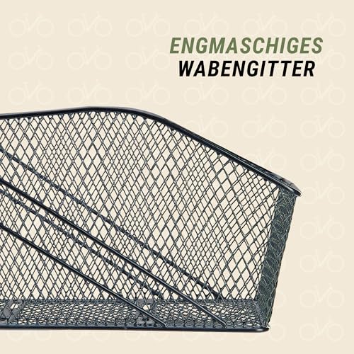 Prophete Fahrradkorb XXL, für Gepäckträger, engmaschiges Wabengitter, PE-kunststoffbeschichtet, inklusive Befestigungsmaterial, Feste Montage, max. 10 kg Tragkraft, 460 x 295 x 225 mm