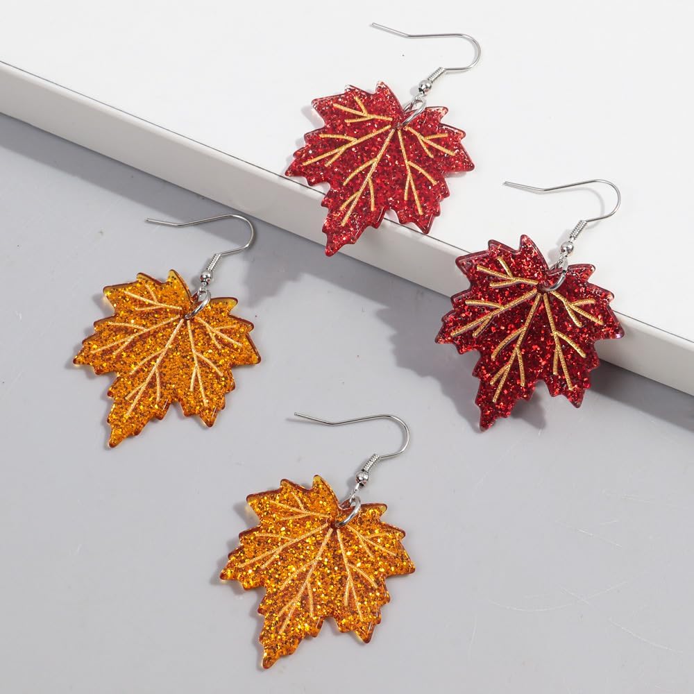 Thanksgiving Earrings for Women Acrylic Maple Leaf Dangle Drop Earring Warm Fall Earring Thanksgiving Prom Costumes Jewelry Accessories 2025 - Image 7
