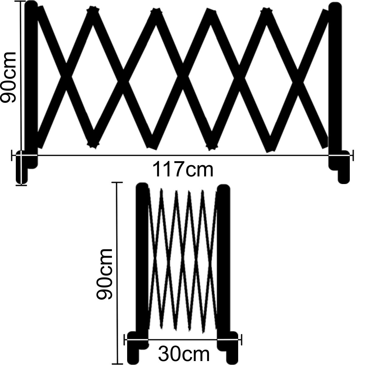 Hunde Absperrgitter in der Breite verstellbar Scherengitter Türgitter Holz Schutzgitter 30-117 cm breit freistehend