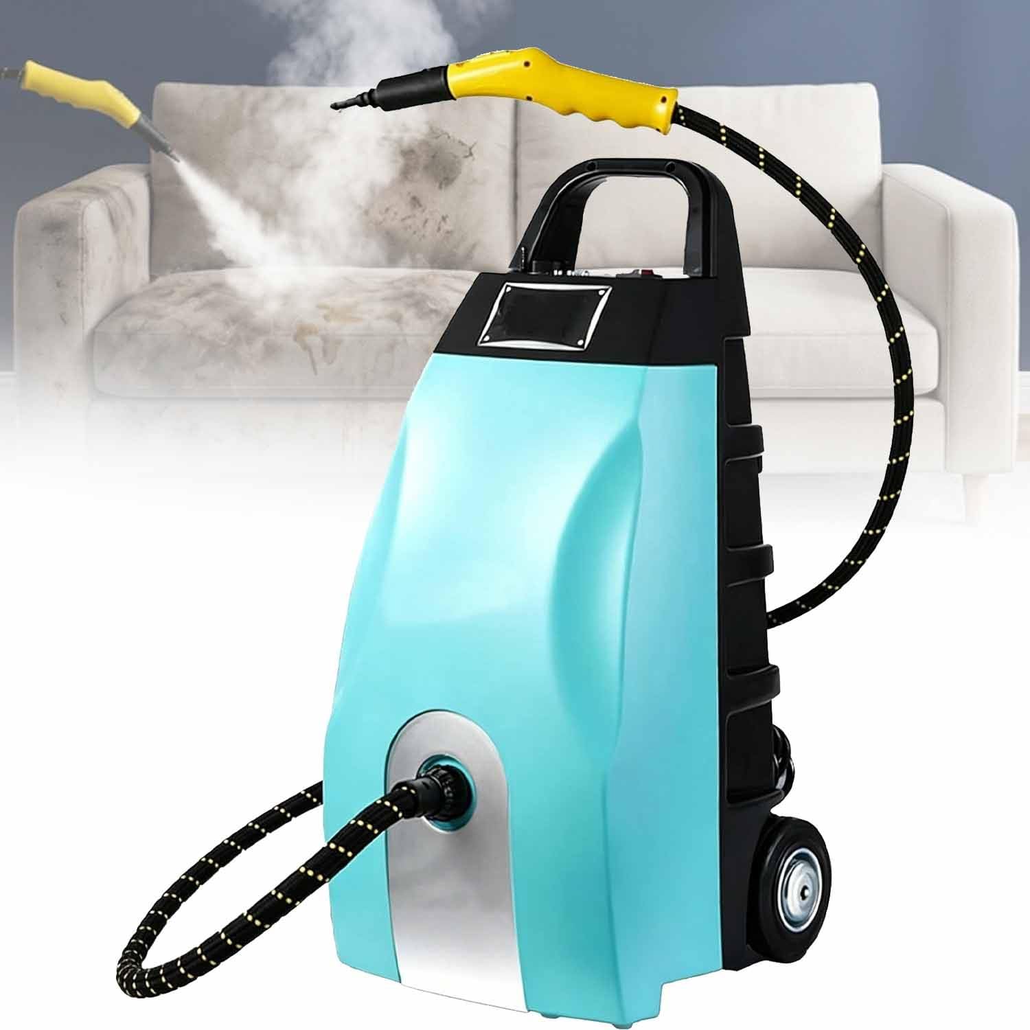 GLBMXDD High Temperature Steam Cleaner–3000W Portable steam Cleaner with 3L Water Tank, Ideal for Home and car use, efficiently Cleans Floors, Upholstery, Tiles, and More Blue