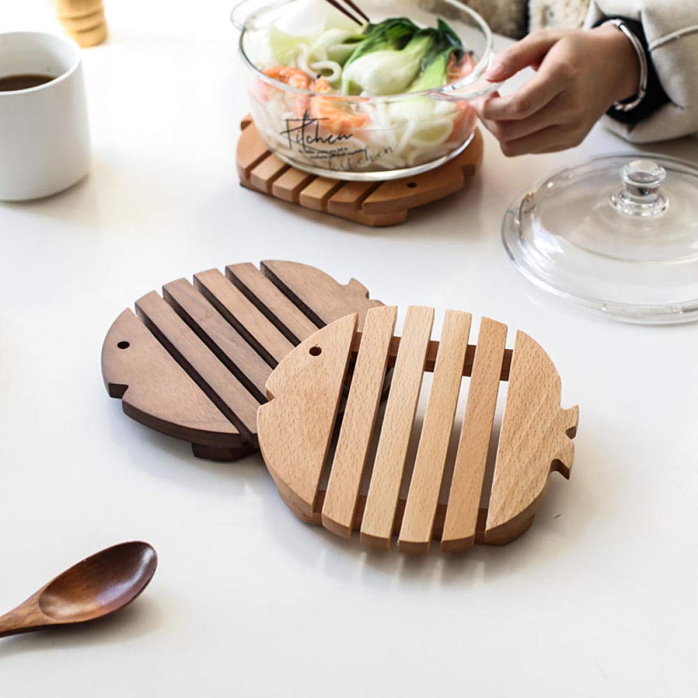 Podkładki pod kubki, Drewniana podkładka izolacyjna kreatywna na stół mata domowa antyoparzeniowa garnek zapiekanka podkładka-buk(Beech (1 Piece))