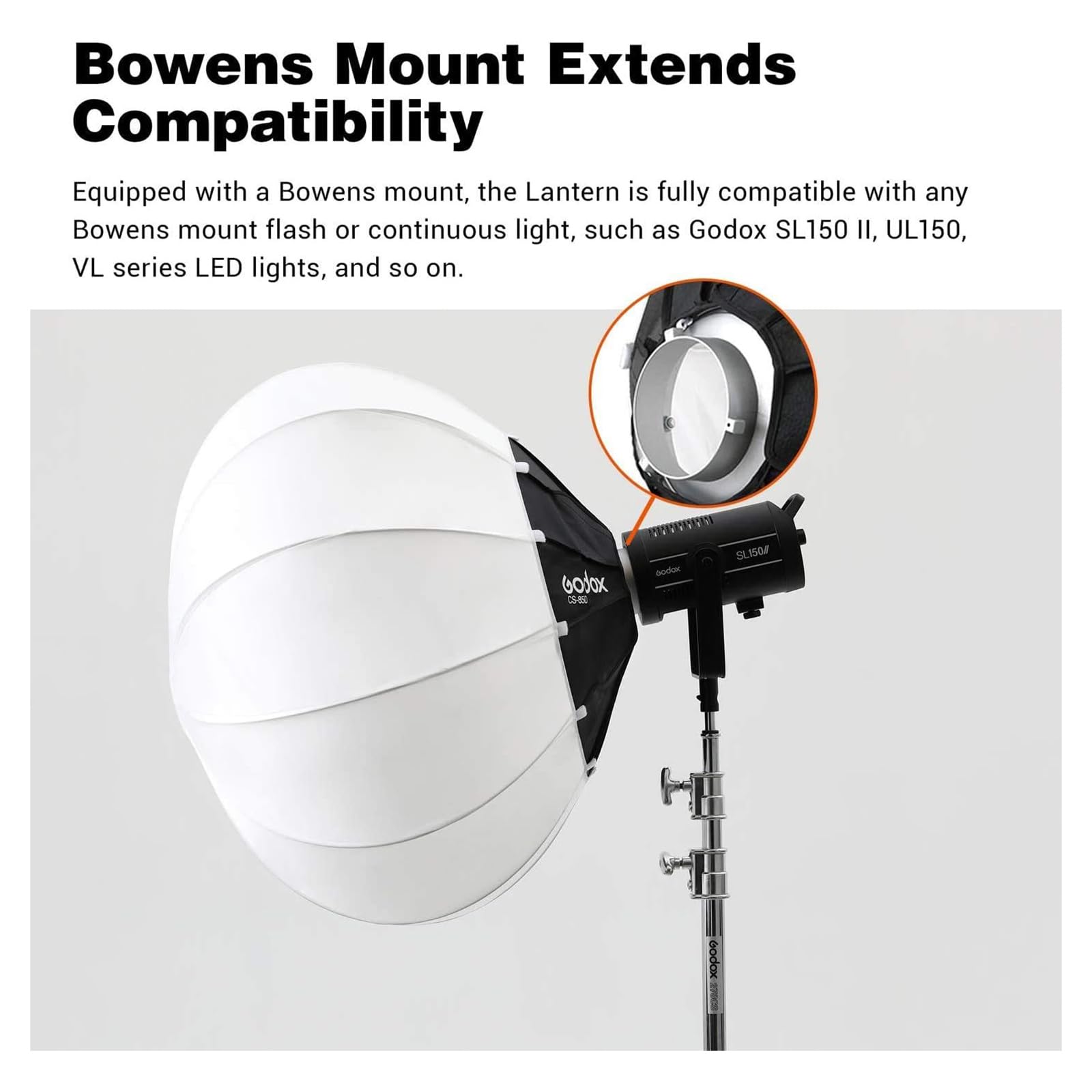 Godox CS-65D Lanterna Softbox 65cm Soft Lighting Modifier per Godox SL-60W SL150W FV150 AD400PRO VL150 VL300