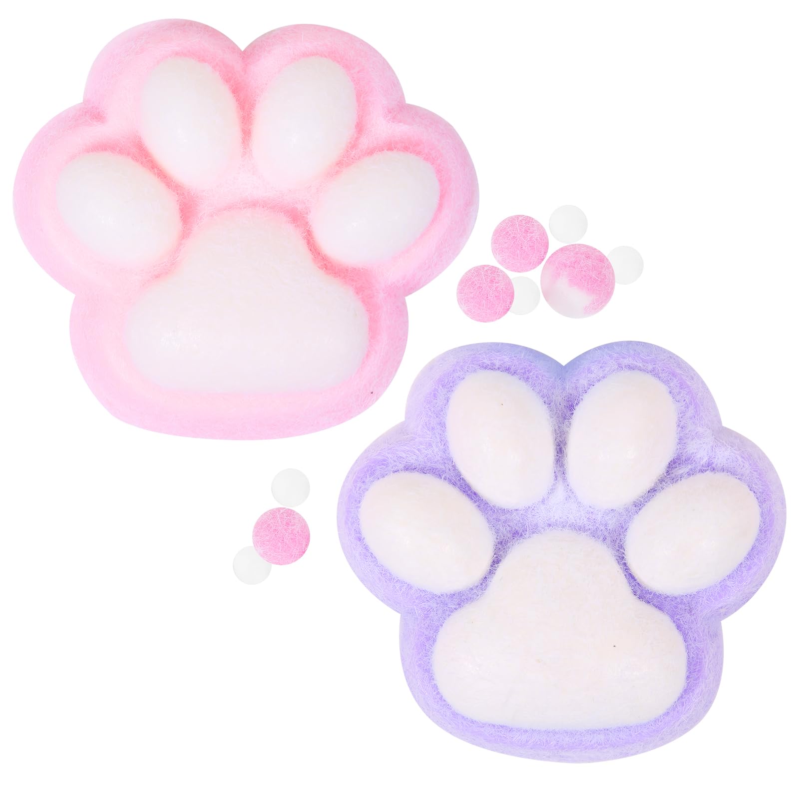 2pcs Big 5in Squishy Cat Paw Squeeze Toys,Cat Paw Squishy,Cute Kawaii Squishies,Fur Ball,Jelly Kitty Funny Fidget Toys Novelty Things Suitable for Adults Kids