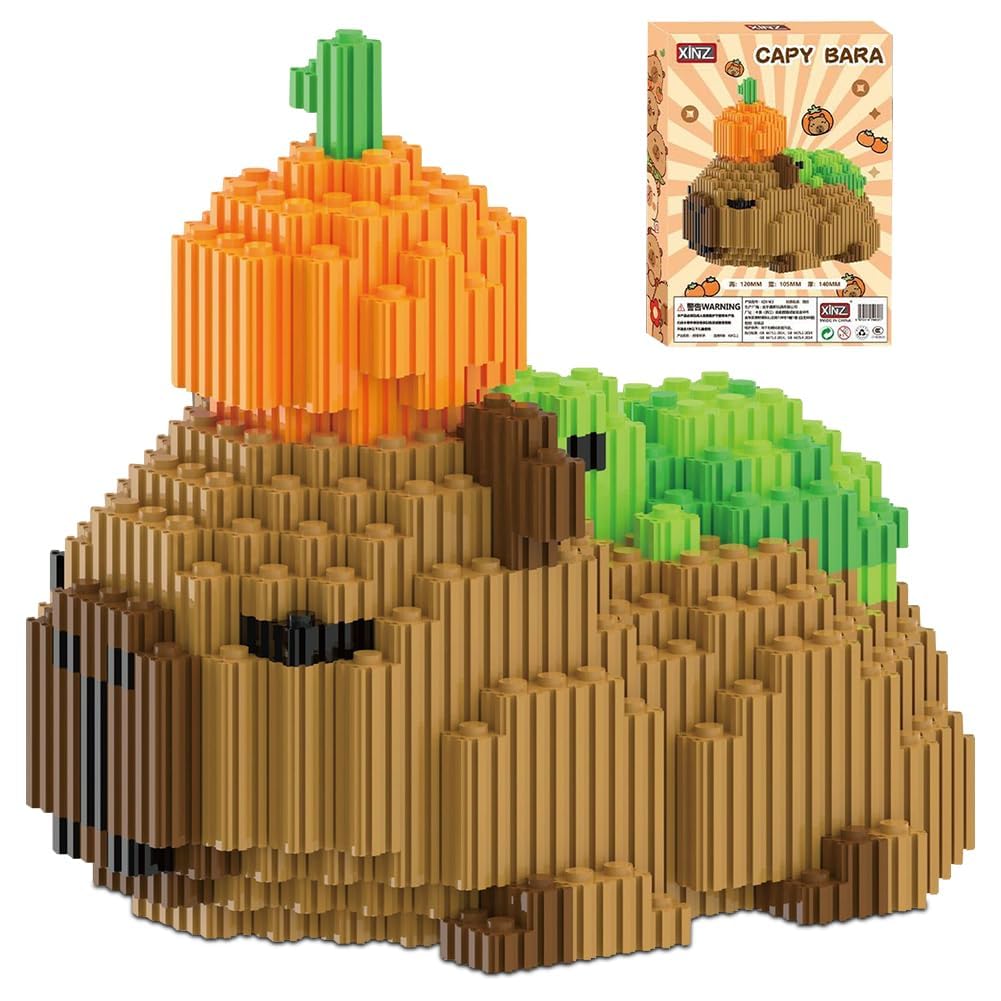 WFKKMEQ Capybara Building Blocks, 3D Puzzle Brick Toys DIY Blocks Mini Animal Buildings Block Set 3D Building Figures Ornaments Micro Construction Buildings Bricks Gifts for Birthday(12x14x10.5CM)