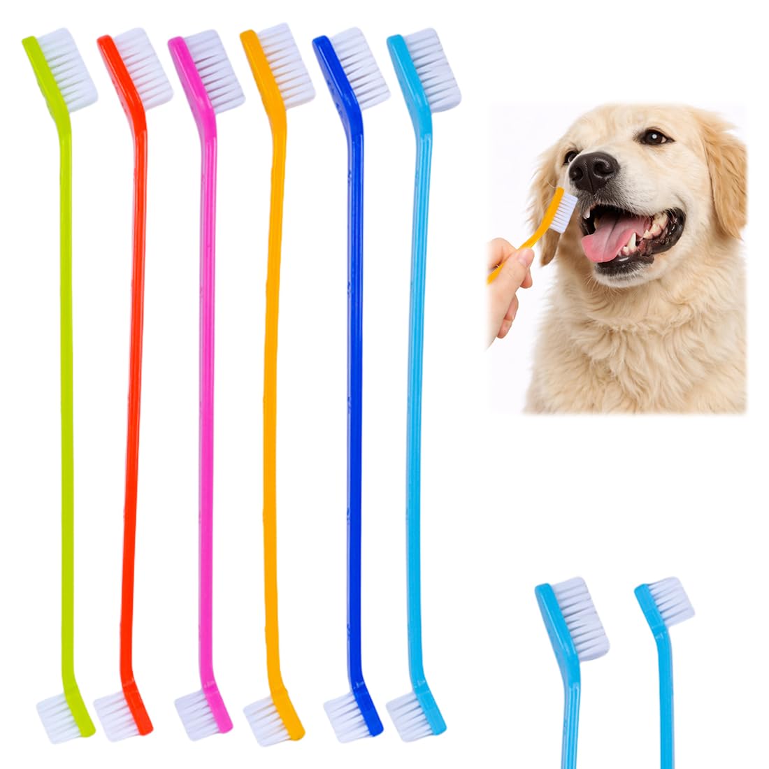 Juego De 6 Piezas De Cuidado Dental Para Mascotas, Cepillo De Dientes Para Gatos, Cepillo De Dientes Para Perros Pequeños, Cepillos Suaves Para Gatos Y Perros, Tamaño 22 X 1,8 Cm