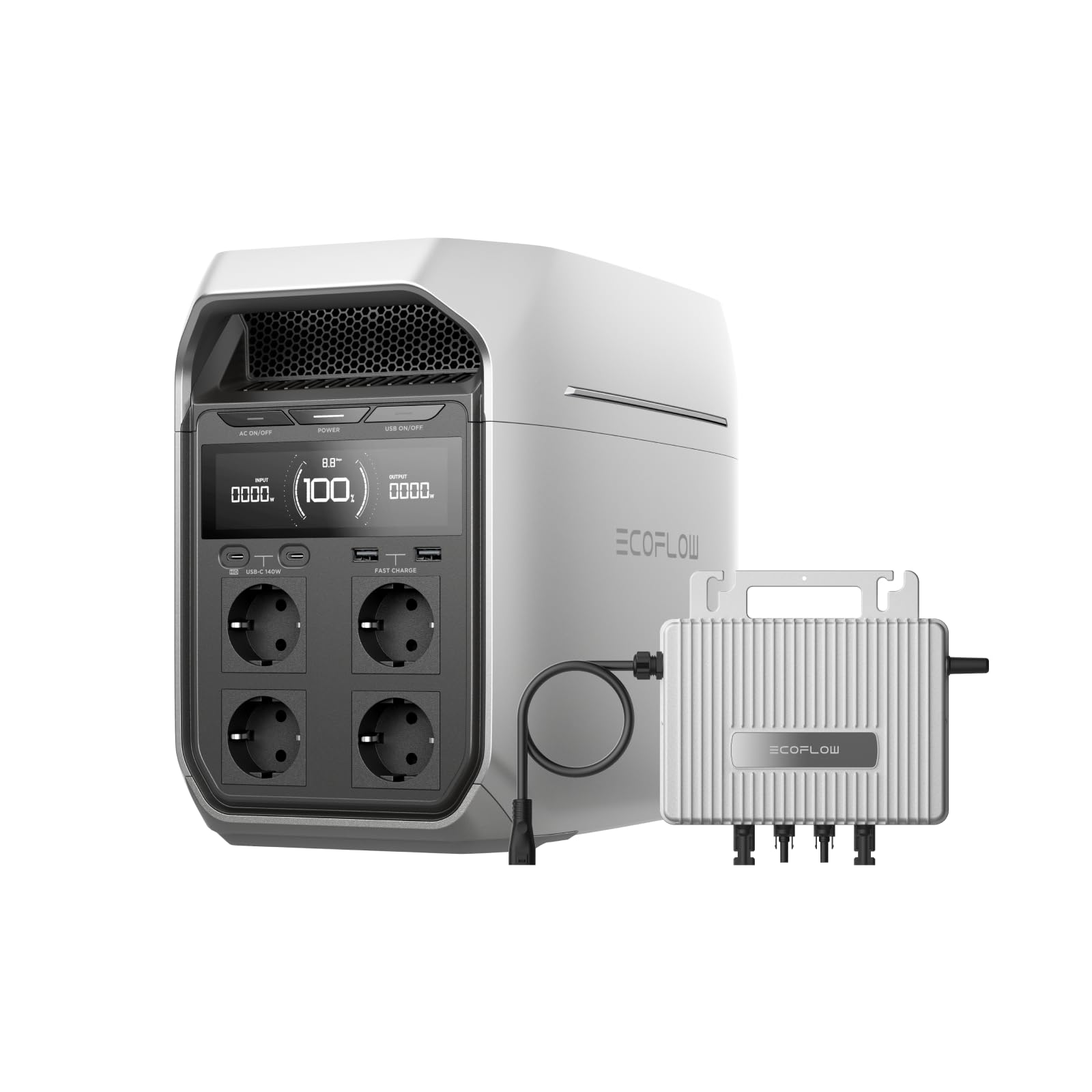 EcoFlow Delta 3 Plus tragbare Powerstation 1024Wh, 0% VAT WLAN STREAM Mikrowechselrichter 800W, LiFePO4-Batterie, 1800W (3600W Spitze) Solargenerator für Notstromversorgung, Camping