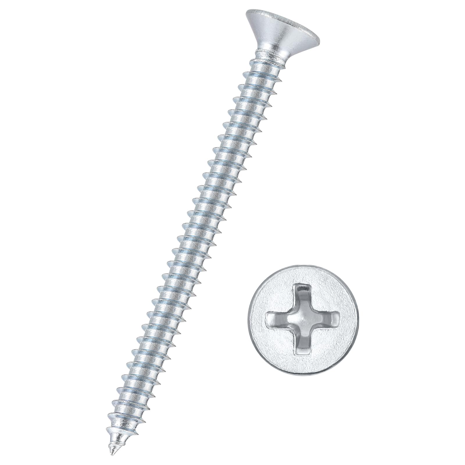 Kozelo 300pcs Phillips Flat Head Wood Screws - [#8x2"] Carbon Steel Countersunk Self Tapping Screws for Furniture Assembly, Interior Trim, Outdoor Construction, Bluish-white — image 1