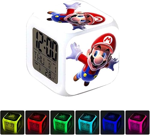 Miniatura 2 de R-timer Super Mario Bros - Reloj despertador digital de 7 colores que cambian con el tiempo, la temperatura, la alarma, la fecha (Super Mario-B)