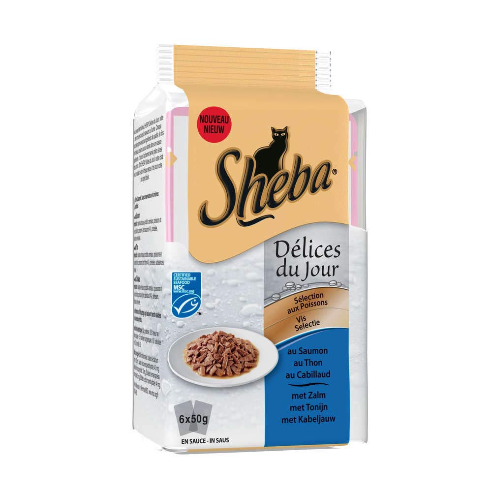 Sheba Délices du Jour Freshness Selection Sachets with Fish Sauce 6 x 50 g - Pack of 12