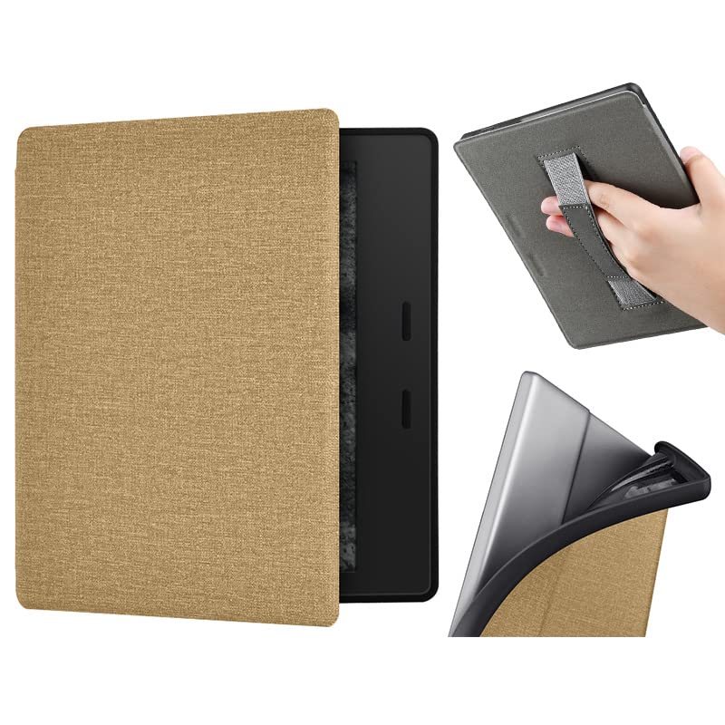 Case for 7" Kindle Oasis with Hand Strap - Ultra Slim PU Leather Smart Cover with Auto Sleep and Wake for Kindle Oasis 10th Generation - 2019 Release (Gold)
