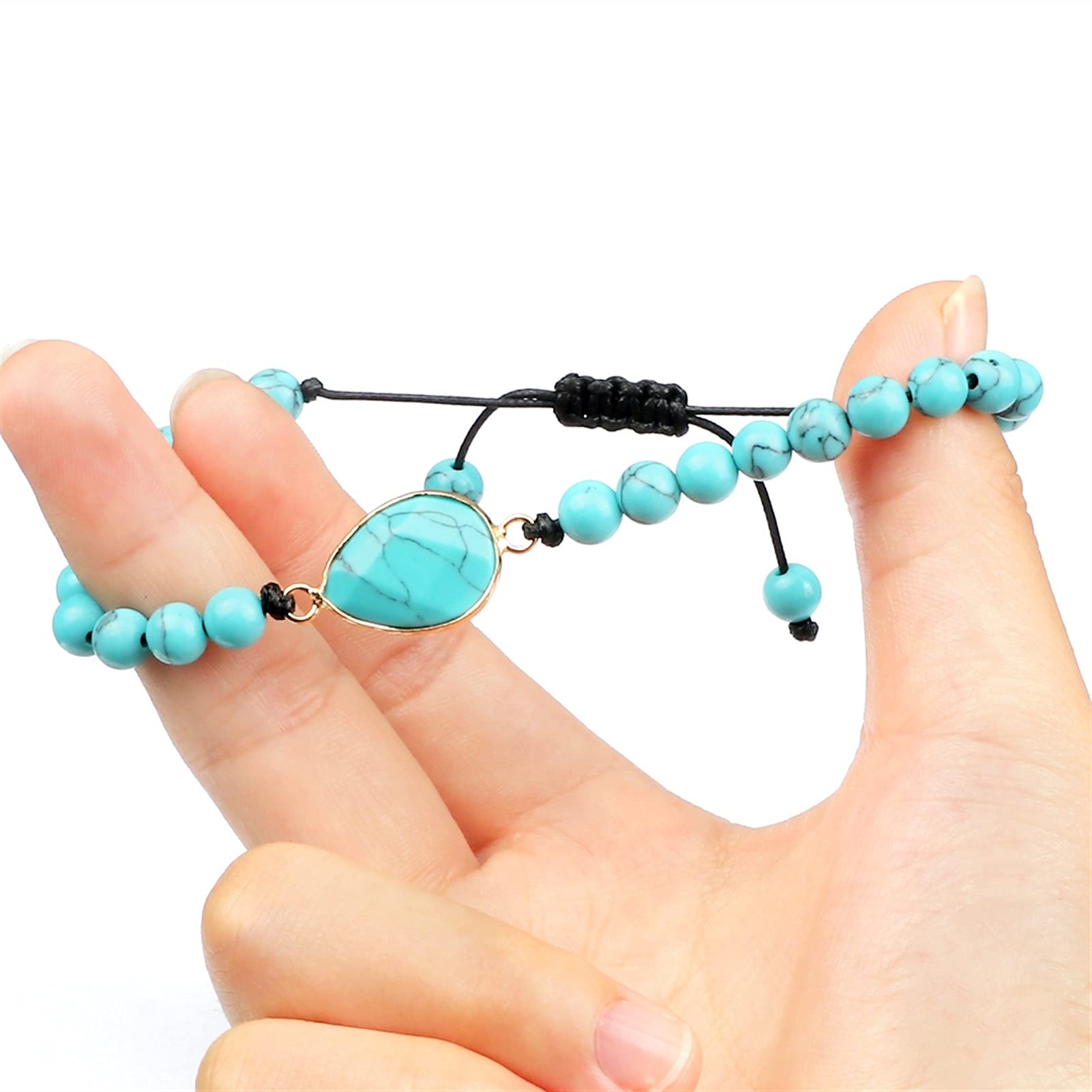 Pulsera de Piedra Natural 6/0.315 in Pulsera de Piedra Natural Encanto Forma geométrica turquesas Pulseras con Cuentas brazaletes Hechos a Mano joyería para Mujer Pulsera joyería