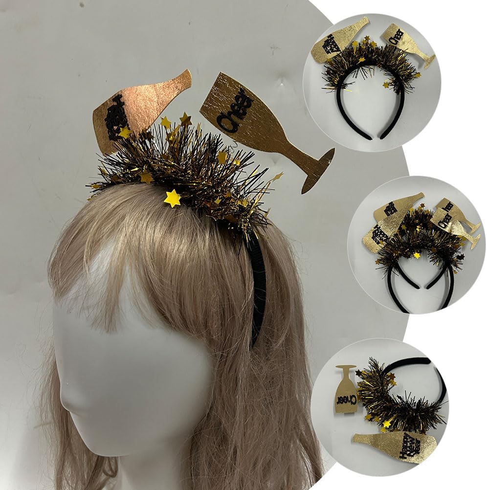 LUOZZY Happy New Year Headband - Glitter Cheer 2024 Head Boppers for New Year Eve Party Supplies