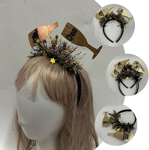 Miniatura 3 de LUOZZY Diadema de Feliz Año Nuevo Glitter Cheer 2024 Head Boppers para suministros de fiesta de Año Nuevo