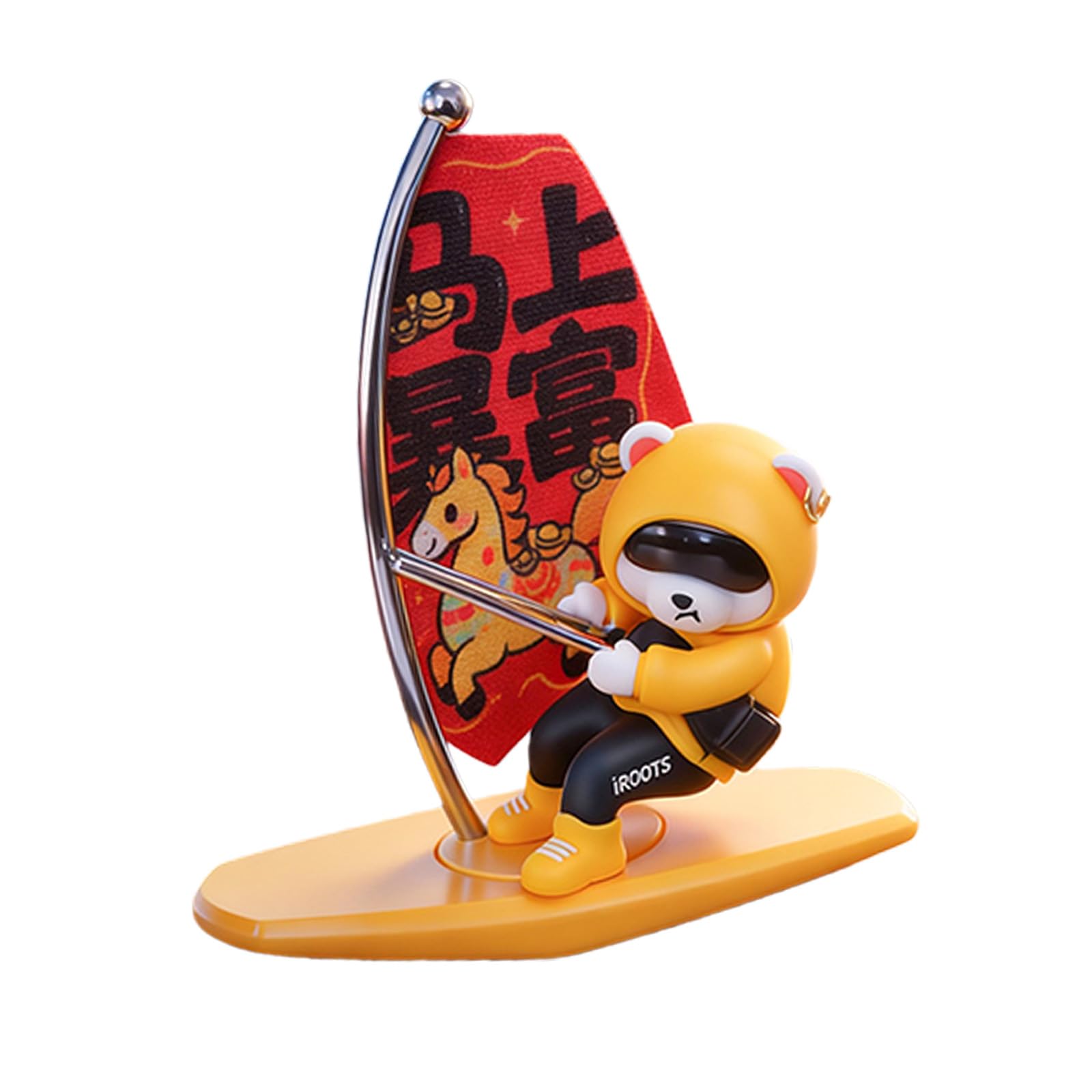 Msioytog Adorable Swinging Surfing Bear Auto Accessory Rotates with Vehicle Motion Perfect for Dashboard Decoration ABS Construction Unique Rotating Motion Surfing Bear Decoration