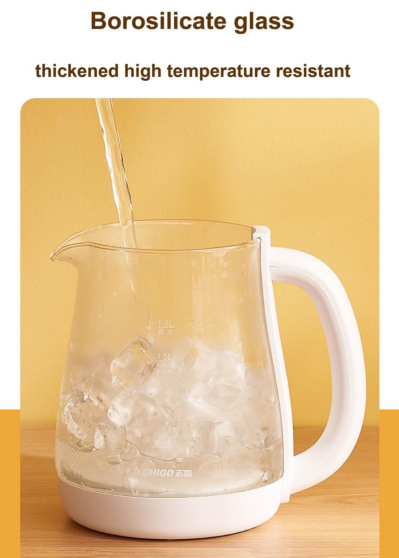 Vaso per la salute multifunzionale, vaso per la salute in vetro per uso domestico da 1,8 litri, bollitore multifunzionale da 800 W, macchina per il tè, bollitore elettrico per l'acqua calda, vaso per