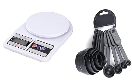 MOHAK Digital Electronic Kitchen Scale Measuring Cups and Spoons (White)