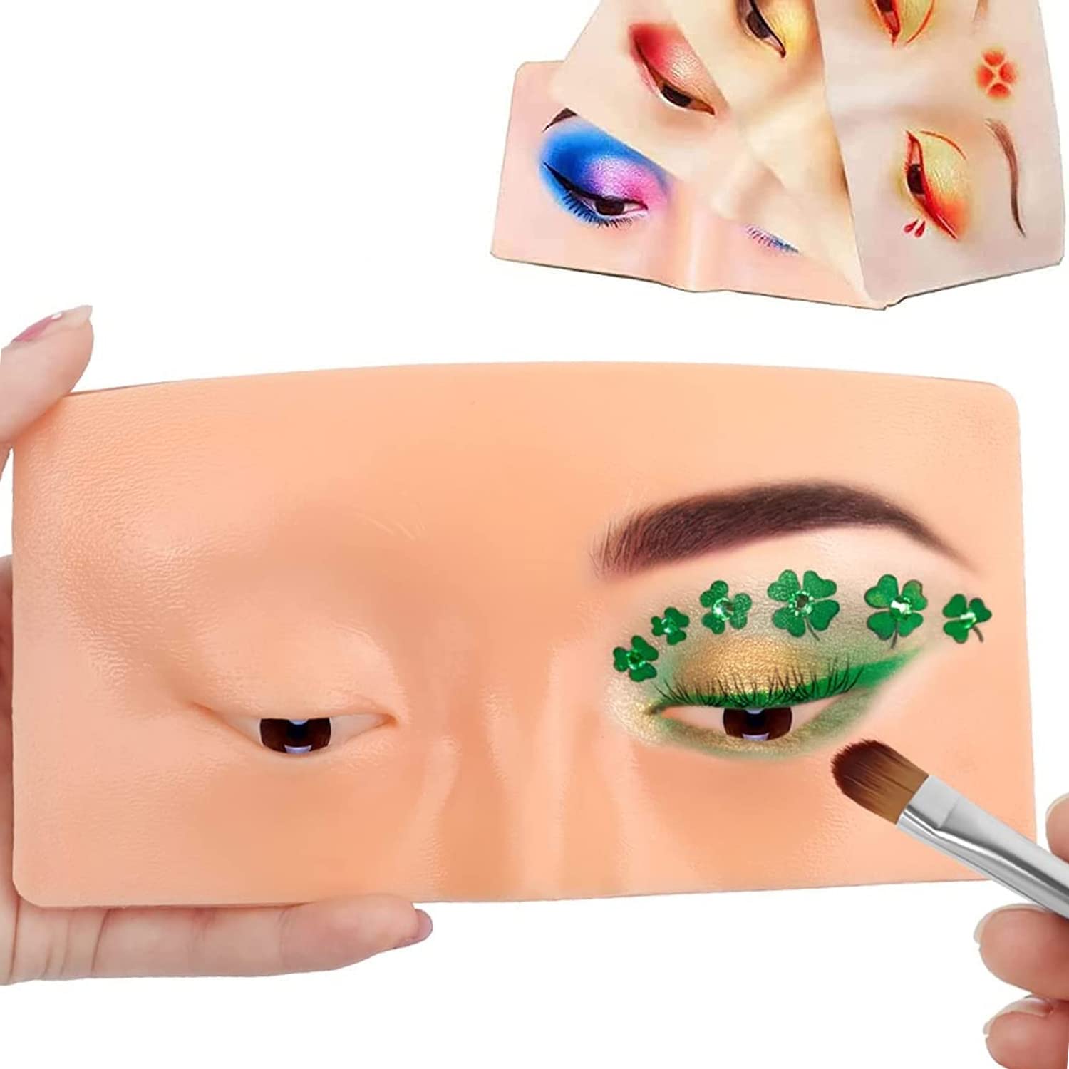 Irovami Face Eyes Makeup Practice Board 3D Realistic Face Skin Board Practice Model for Eyeshadow Eyeliner Eyebrow Lash Mapping