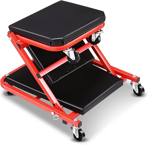 Miniatura 1 de Auto Dynasty Asiento Z-Creeper de 36 pulgadas, asiento plegable de garaje 2 en 1, capacidad de 330 libras, asiento de reparación mecánica automotriz