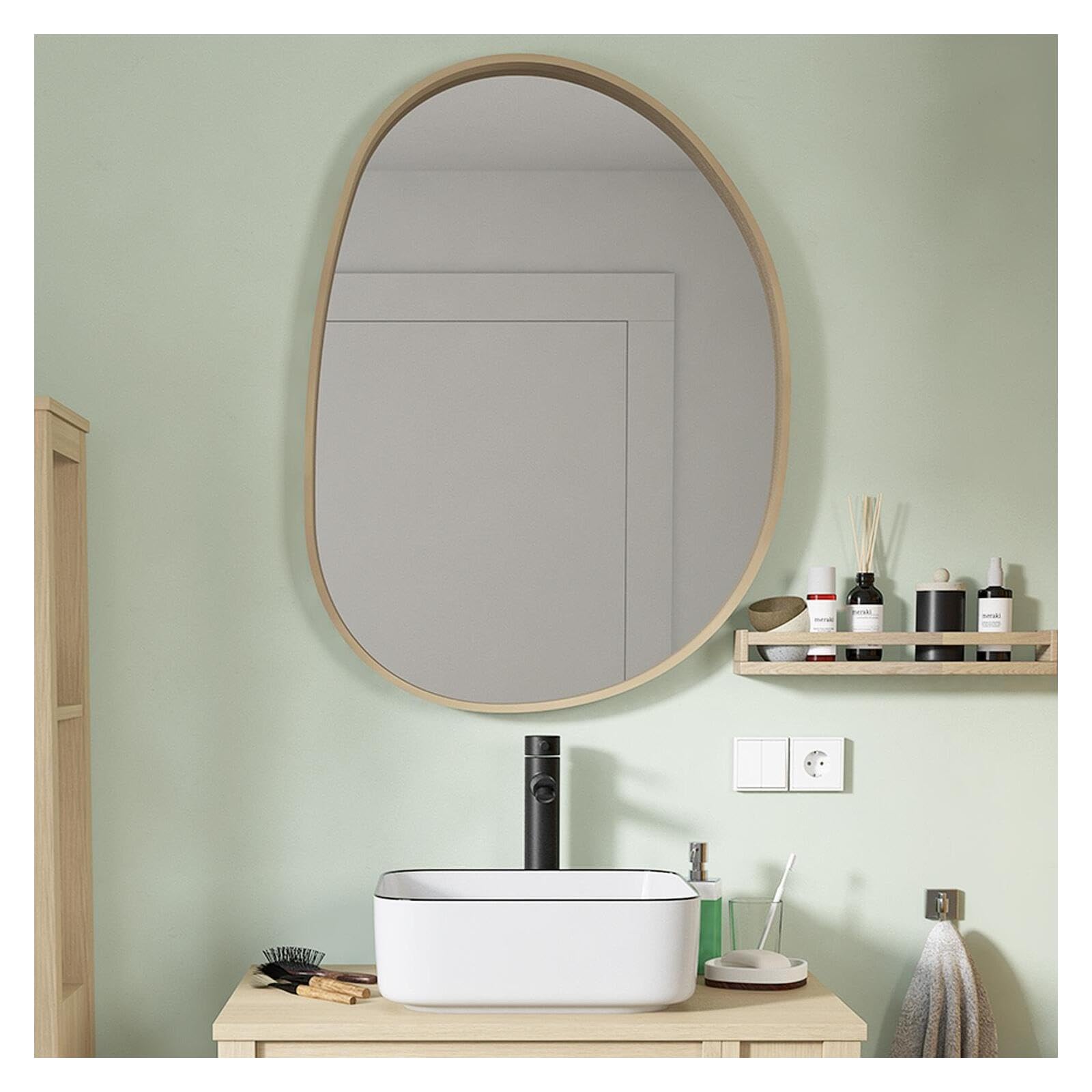 MOB-​IN Miroir Galet chêne 60 x 80 cm Malo