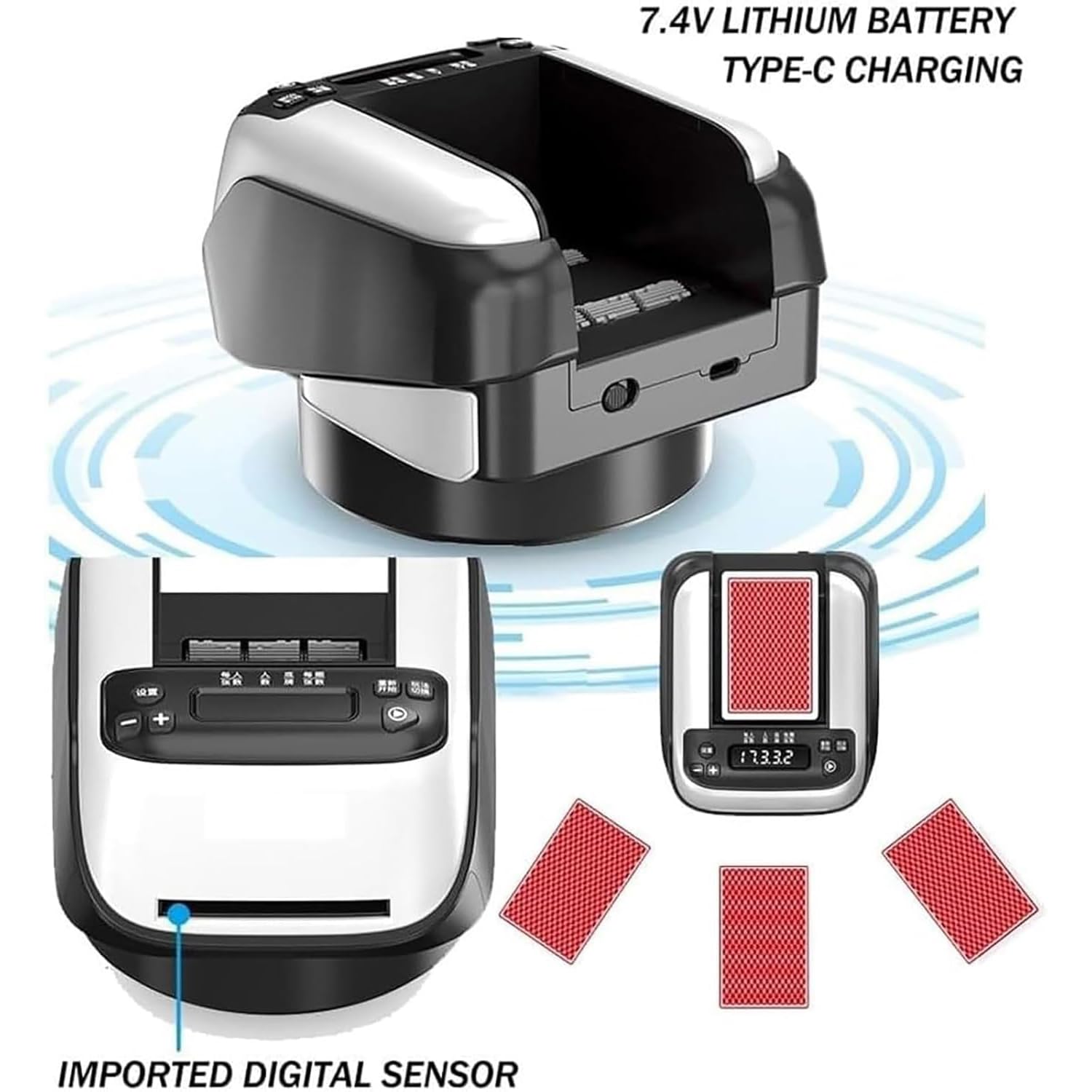 Barajador automático de cartas y distribuidor con rotación de 360°, capacidad de 4 barajas para 8 jugadores, ideal para juegos de póquer, blackjack y puente