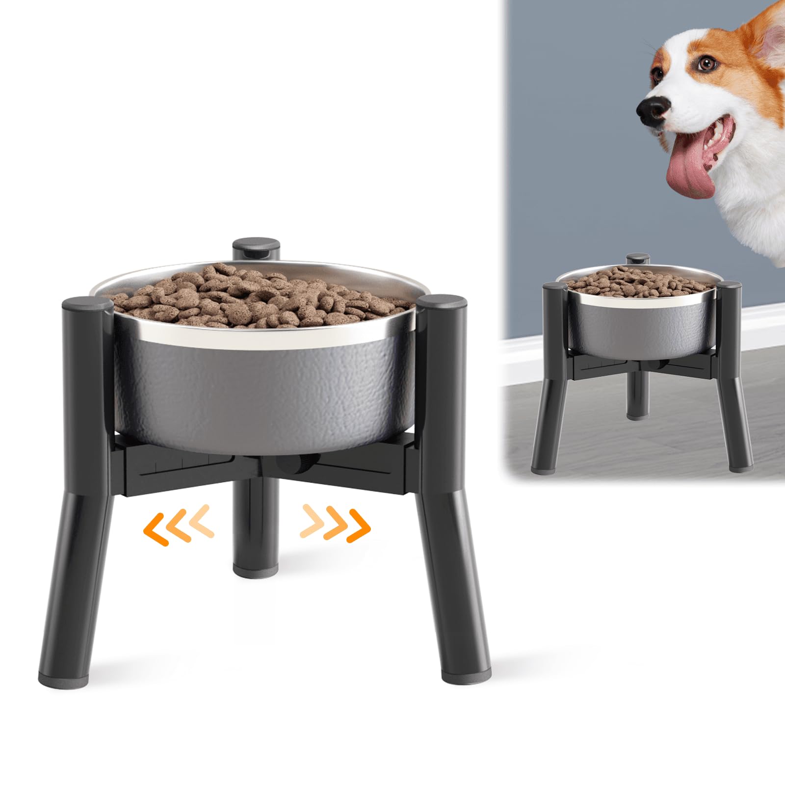 SHAINFUN Adjustable Elevated Dog Bowls Stand Compatible with 6 to 8 inch Wide Raised Stand with Metal Material for Medium and Small Sized Dogs (Bowl