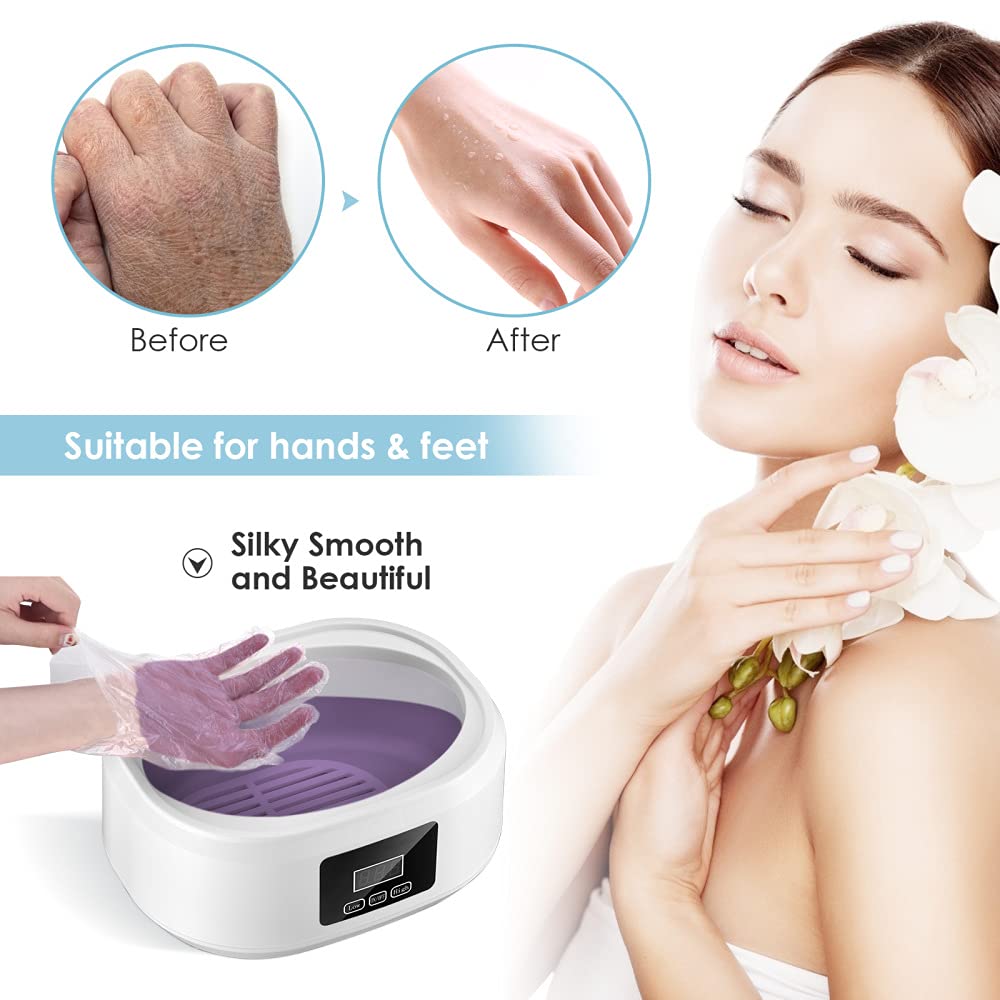 Vogvigo Paraffin Wax Machine, Professional Waxing Tools, Paraffin Bath, Rapid Heating, Temperature Adjustable, Including 3 Paraffin 200 Plastic Sleeves, Get Smooth And Soft S-k-in at Home (White) : Beauty