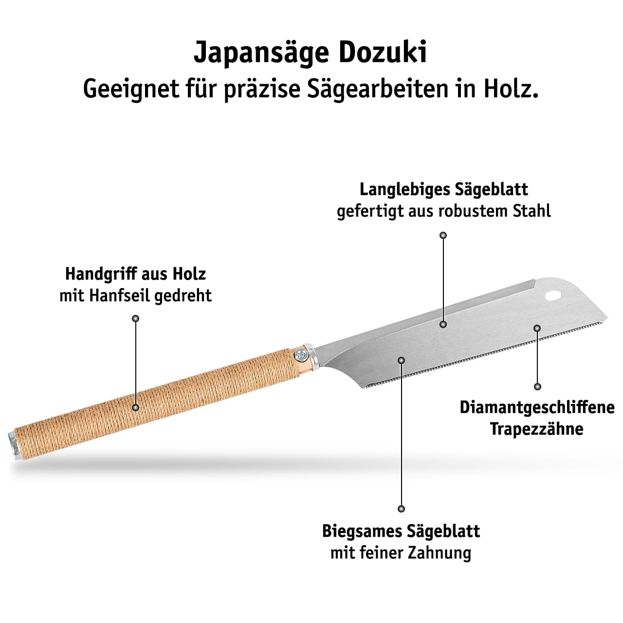 WALTER Japansägen-Set 2-teilig, biegsames Sägeblatt mit grober und feiner Zahnung