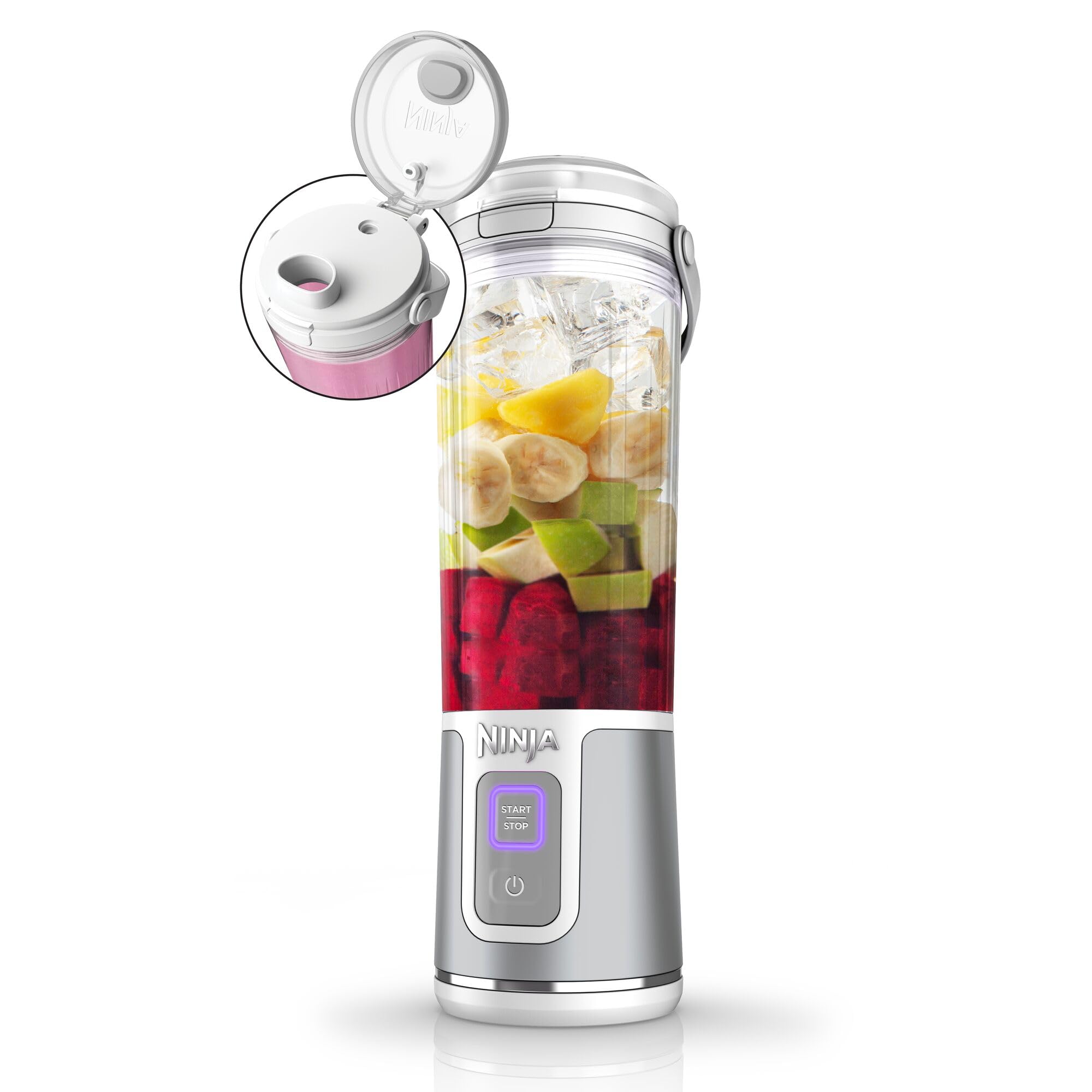 Blast Portable Blender, 530ml, Leakproof Lid & Sip Spout, Powerful Cordless Mini Blender, Rechargeable, Portable Smoothies, Protein Shakes, Blends Ice & Frozen Fruit, White, BC151UKWH