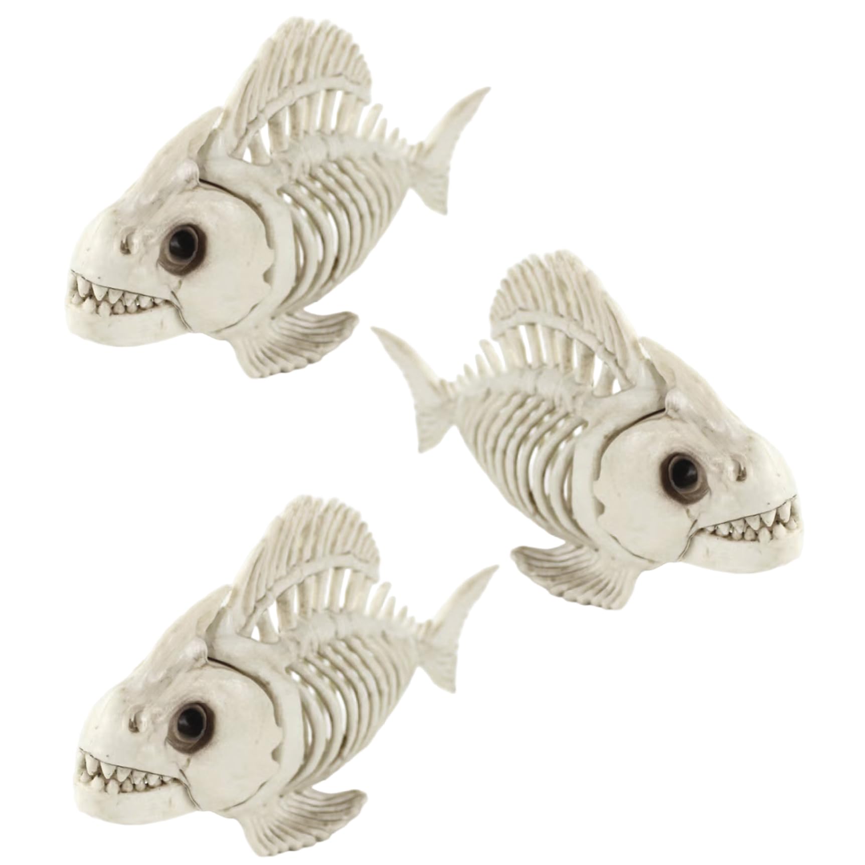 Hbbgdiy 3Pcs Fish Skeleton 10 Inch Plastic Halloween Skeleton Props Spooky Decor for Indoor Outdoor Haunted House Aquarium Party Decorations