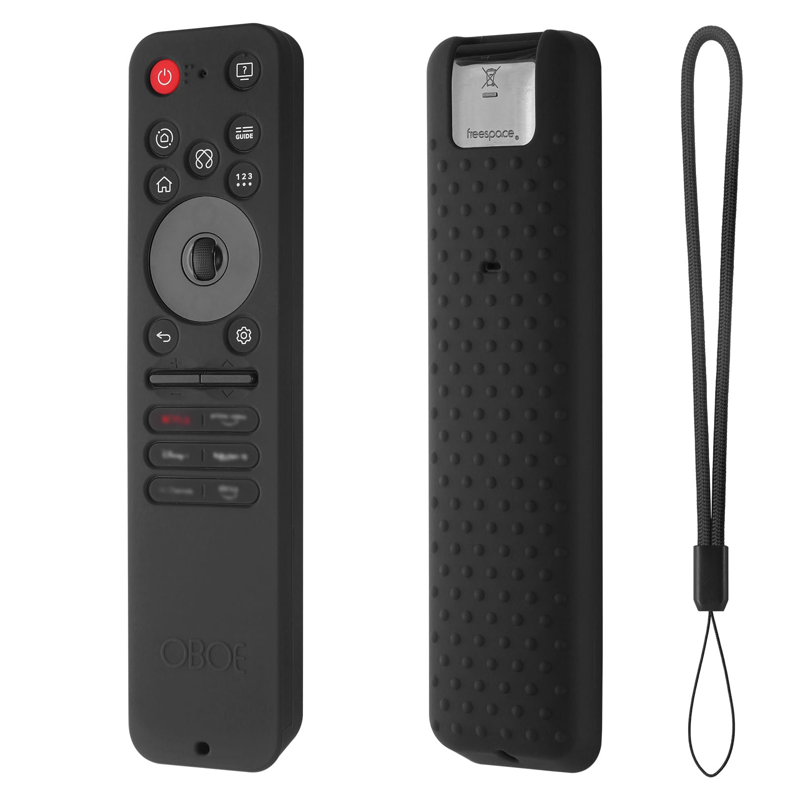 Oboe Silicone Tv Remote Cover Compatible with LG Smart TV Remote LG MR25GA Full Wrap Protective Case with Lanyard (E-Black) [Remote NOT Included]-picture-11
